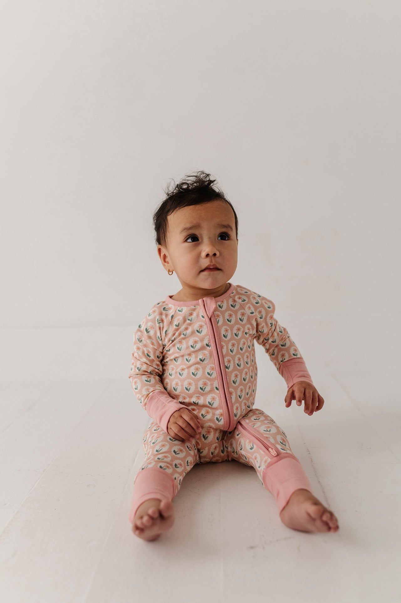 Long Sleeve Zip Romper | Framed Flower