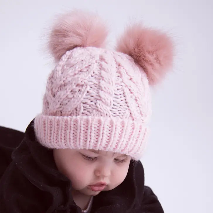 Blush Pink Fluffer Beanie Hat