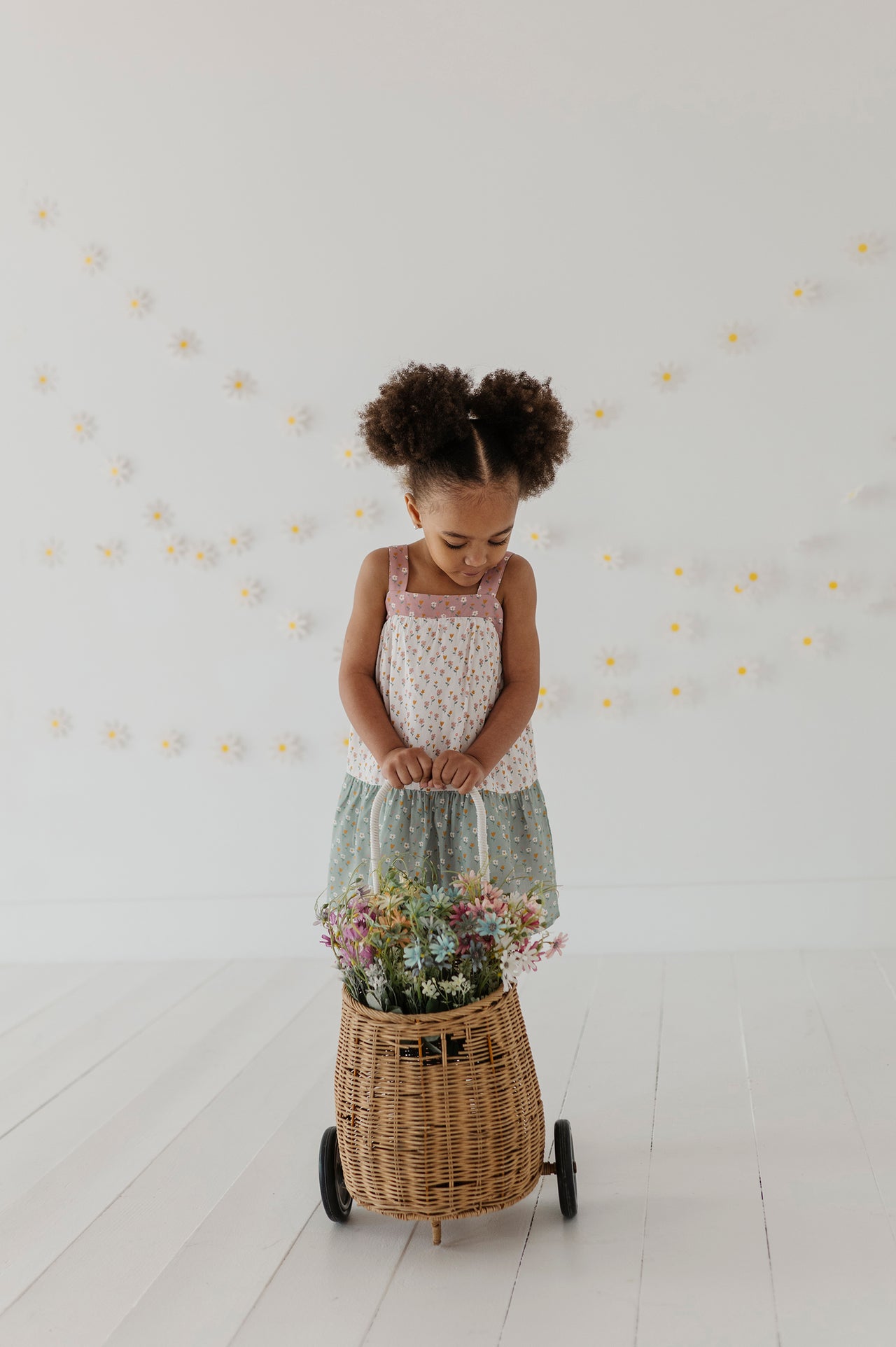Girl's Wide Strap Dress | Multi Daisy