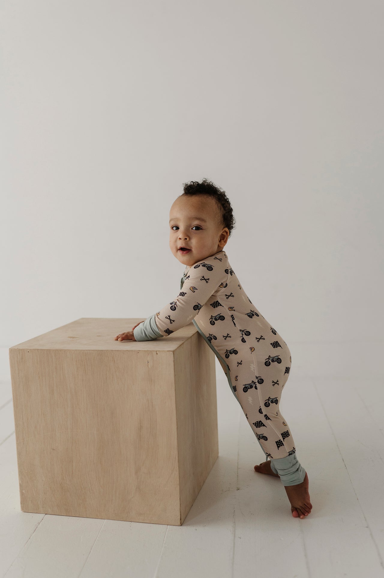 Long Sleeve Zip Romper | Dirt Bikes