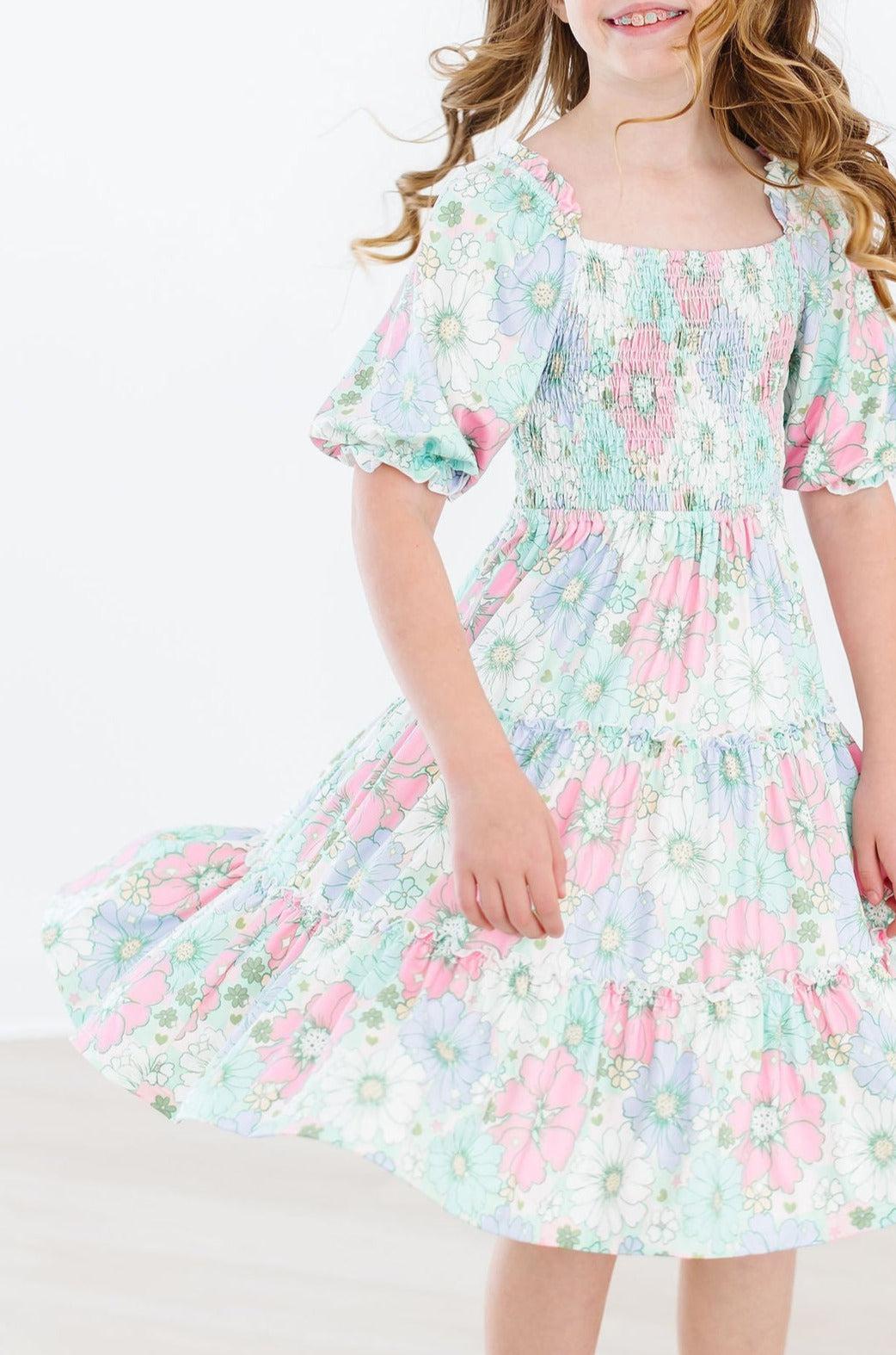 Minty Meadows Smocked Ruffle Dress **FINAL SALE**
