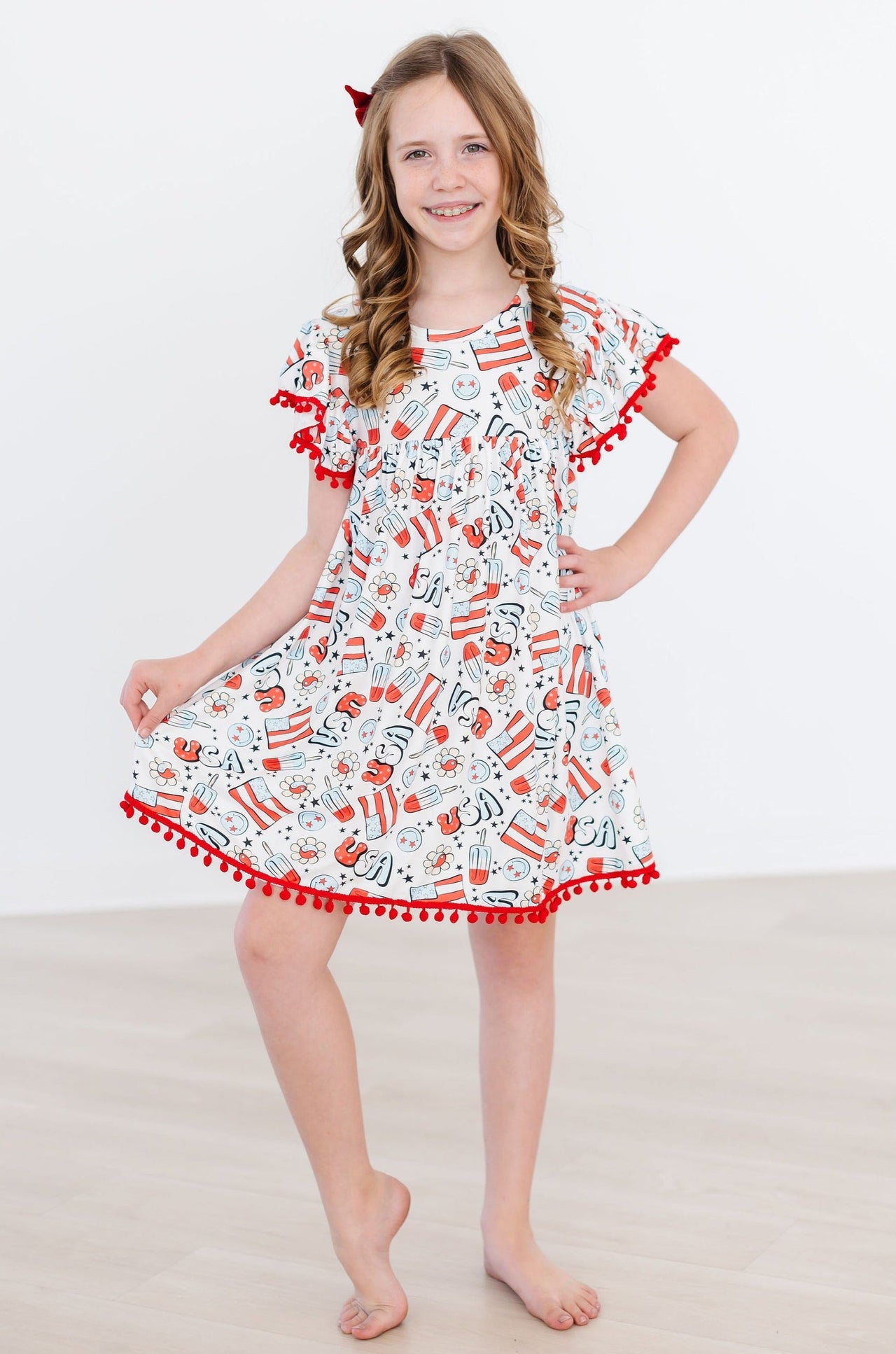 Star Spangled Cutie Pom Pom Dress **FINAL SALE**