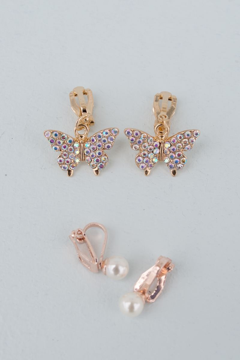 Boutique Butterfly Clip on Earring Set