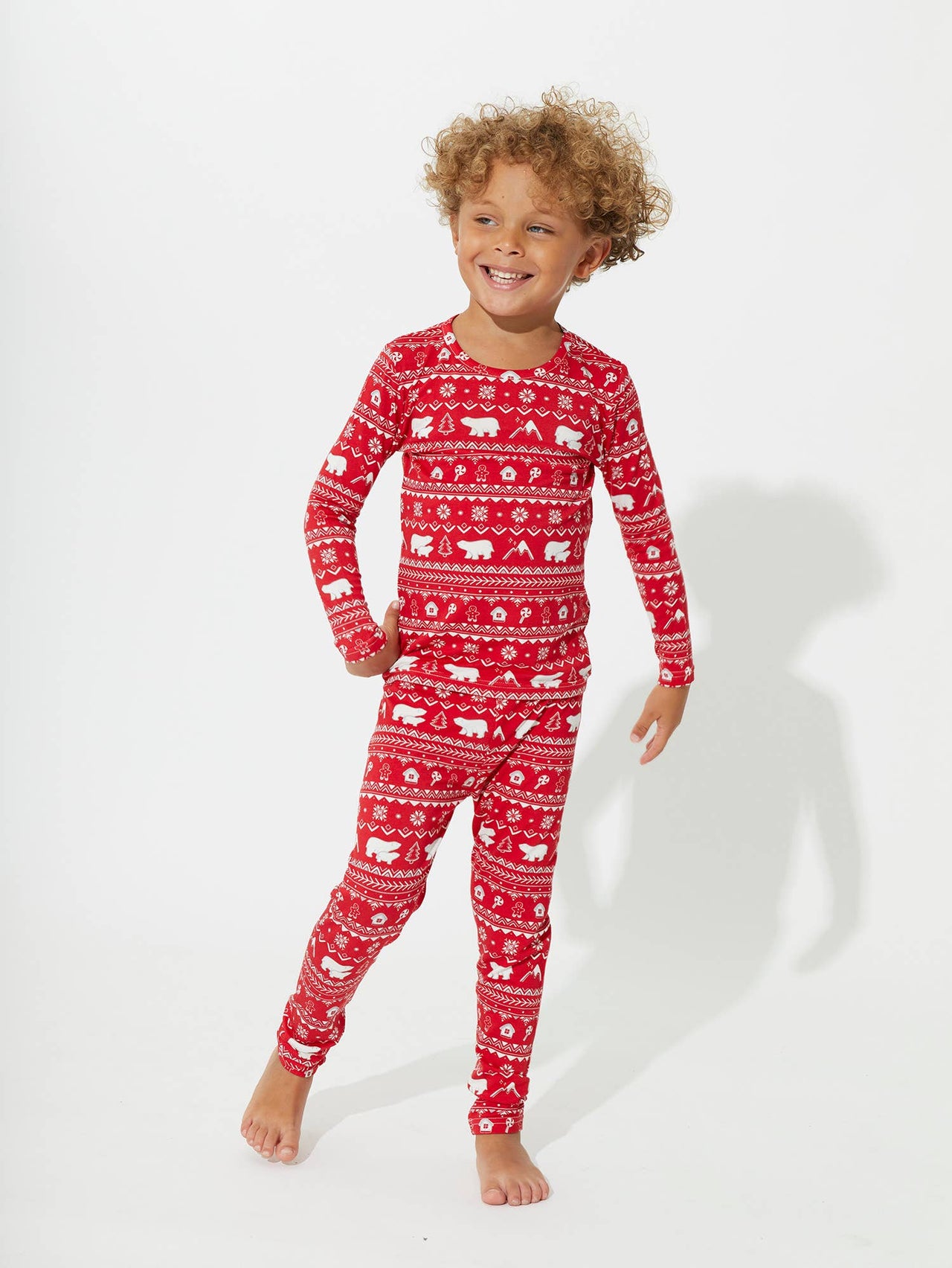 Polar Isle Red Bamboo Kids Christmas Pajama Set