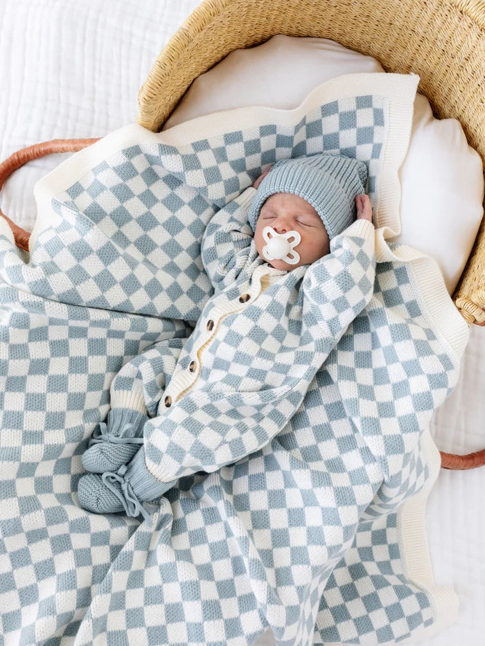 Knit Long Sleeve Onesie | Steele Checkered