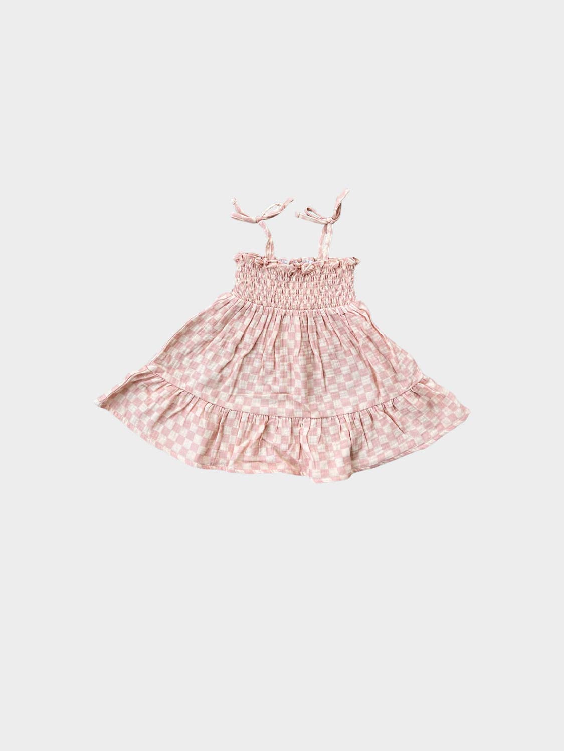 Girl's Tiered Mini Dress || Pink Lemonade Checkered