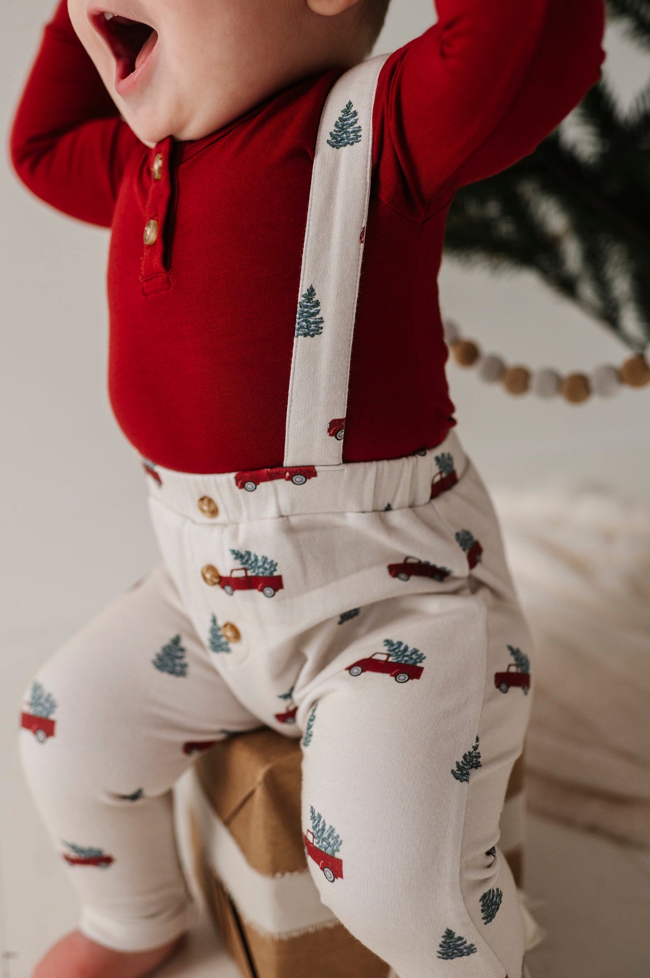 Henley Bodysuit + Suspender Set | Christmas Truck