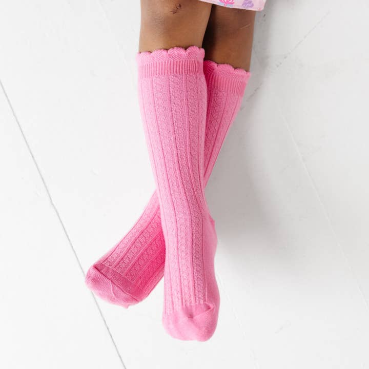 Frill Knee High Socks | Taffy Pink