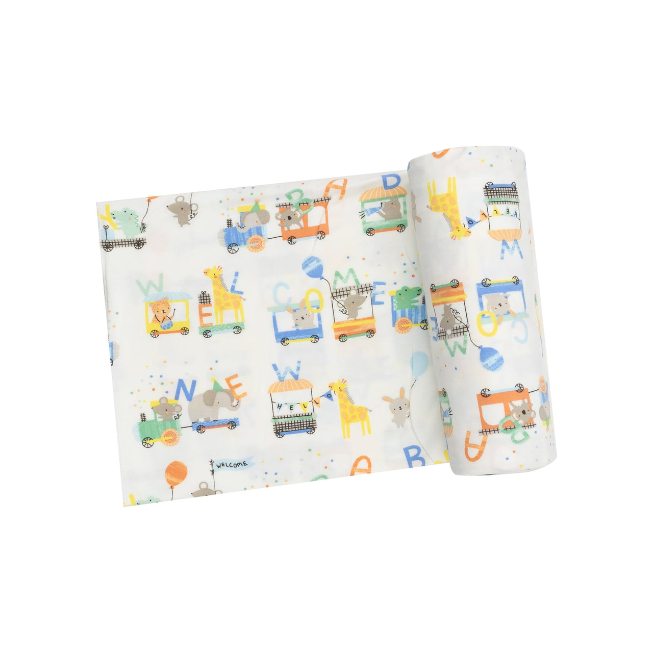 Bamboo Swaddle Blanket | Animal Train