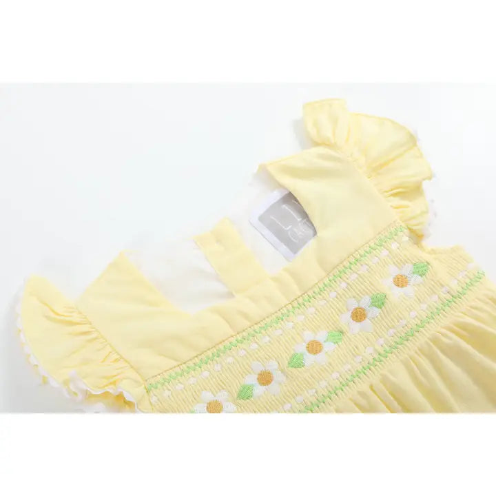 Yellow Daisy Smocked Flutter Romper