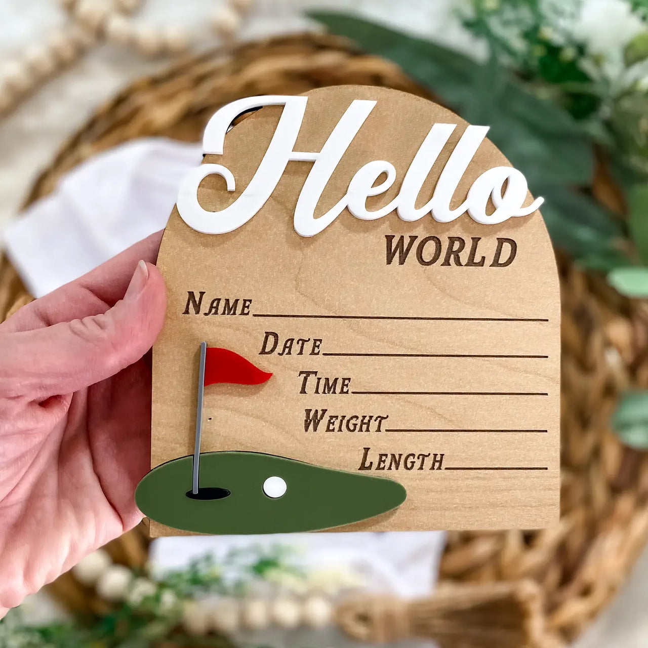 Hello World Birth Stat Sign | Golf