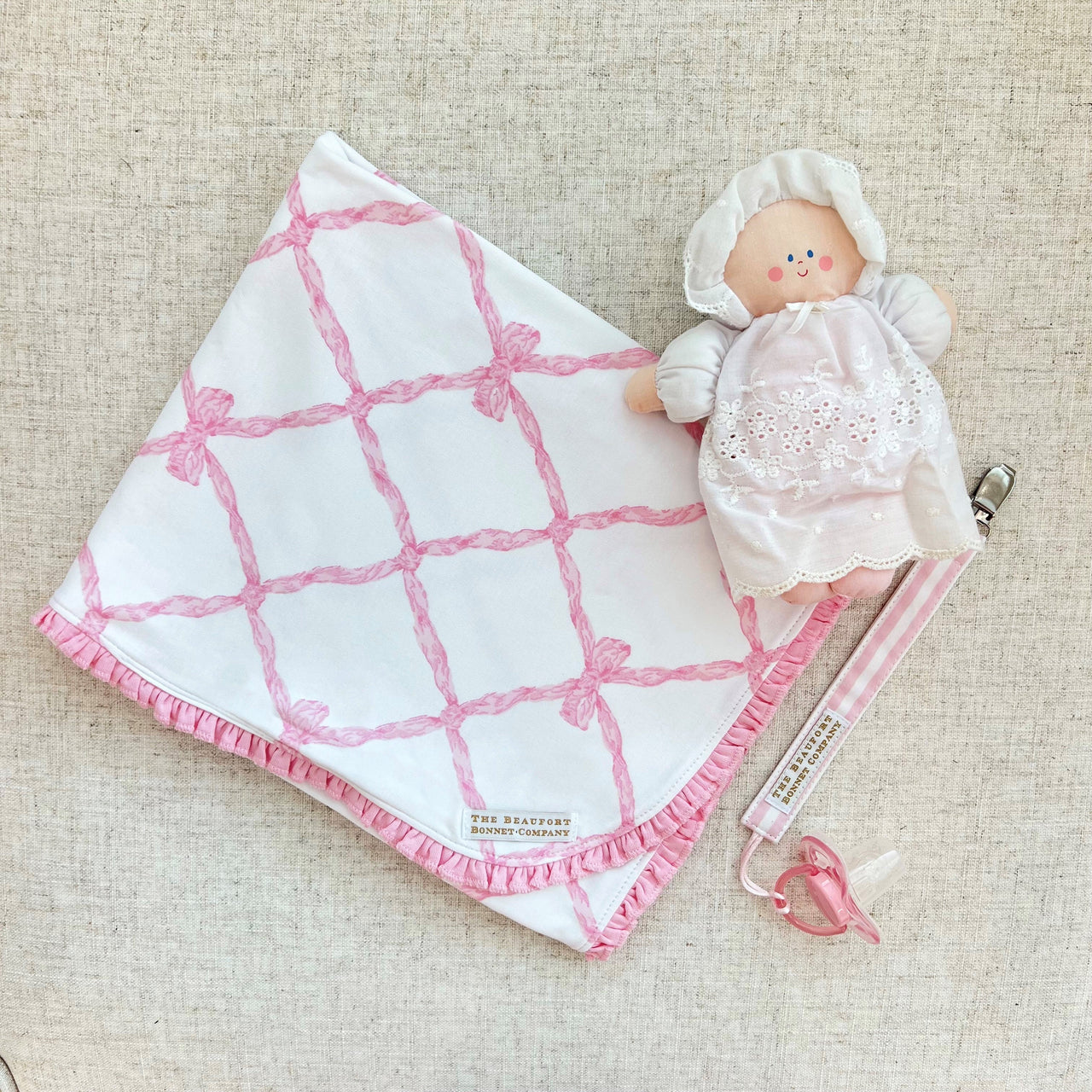 Baby Buggy Blanket | Belle Meade Bow with Pier Party Pink