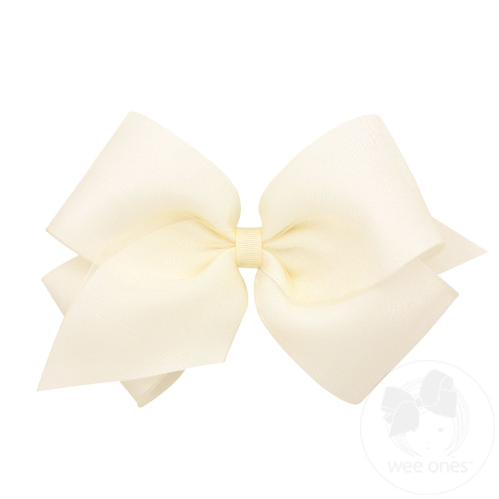 King Organza and Grosgrain Overlay Hair BowKing Organza and Grosgrain Overlay Hair Bow | Off White