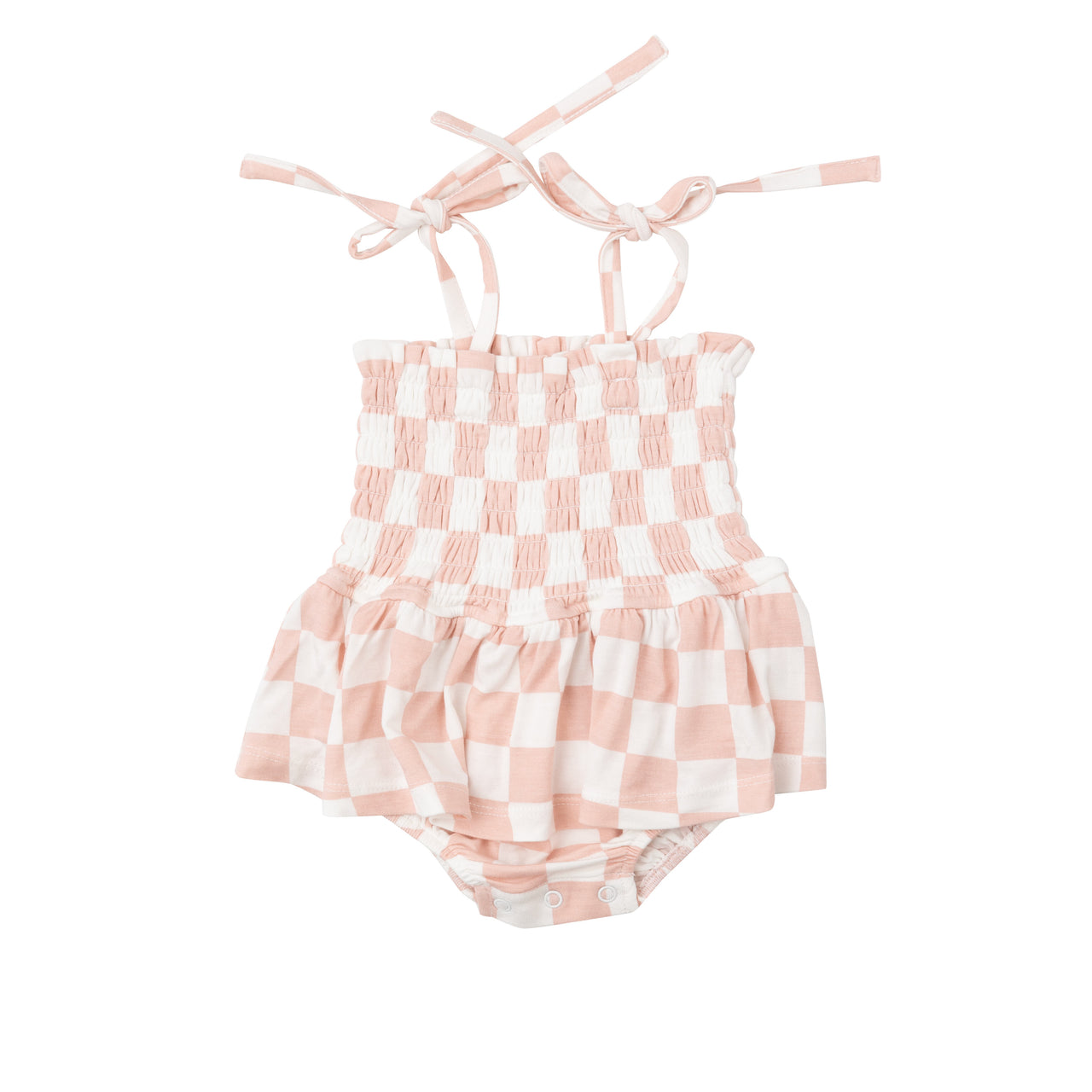 Smocked Bubble w/ Skirt | Checkerboard Pink