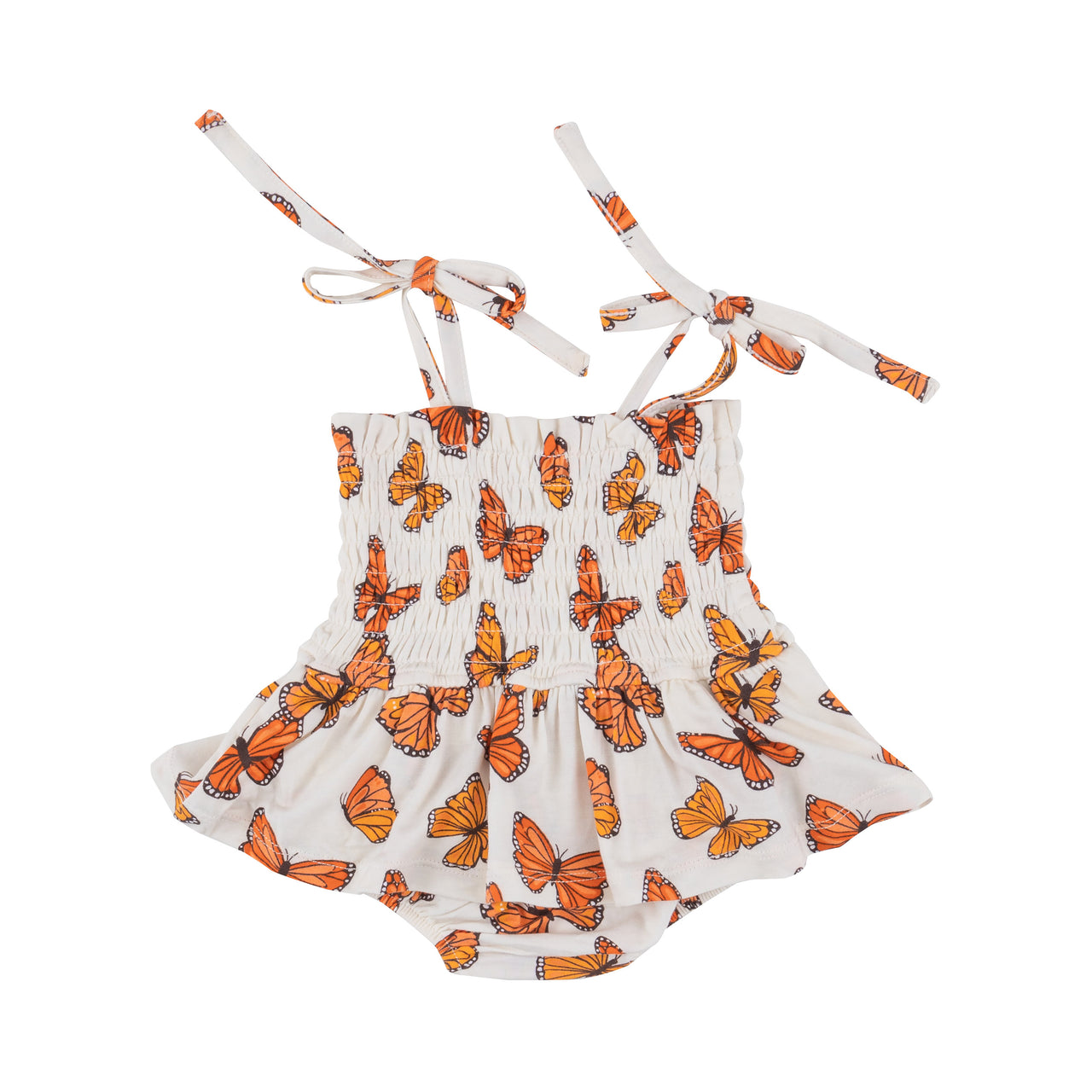 Smocked Bubble w/skirt | Monarch Butterfly