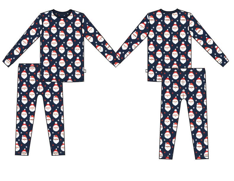 Vintage Santa Two Piece Jammies | Navy