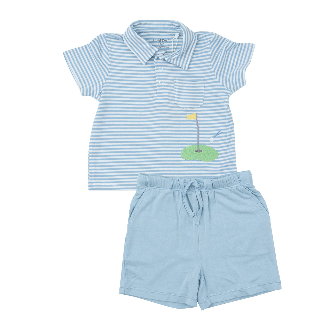 Polo Shirt & Short Set | Golf Blue Stripe