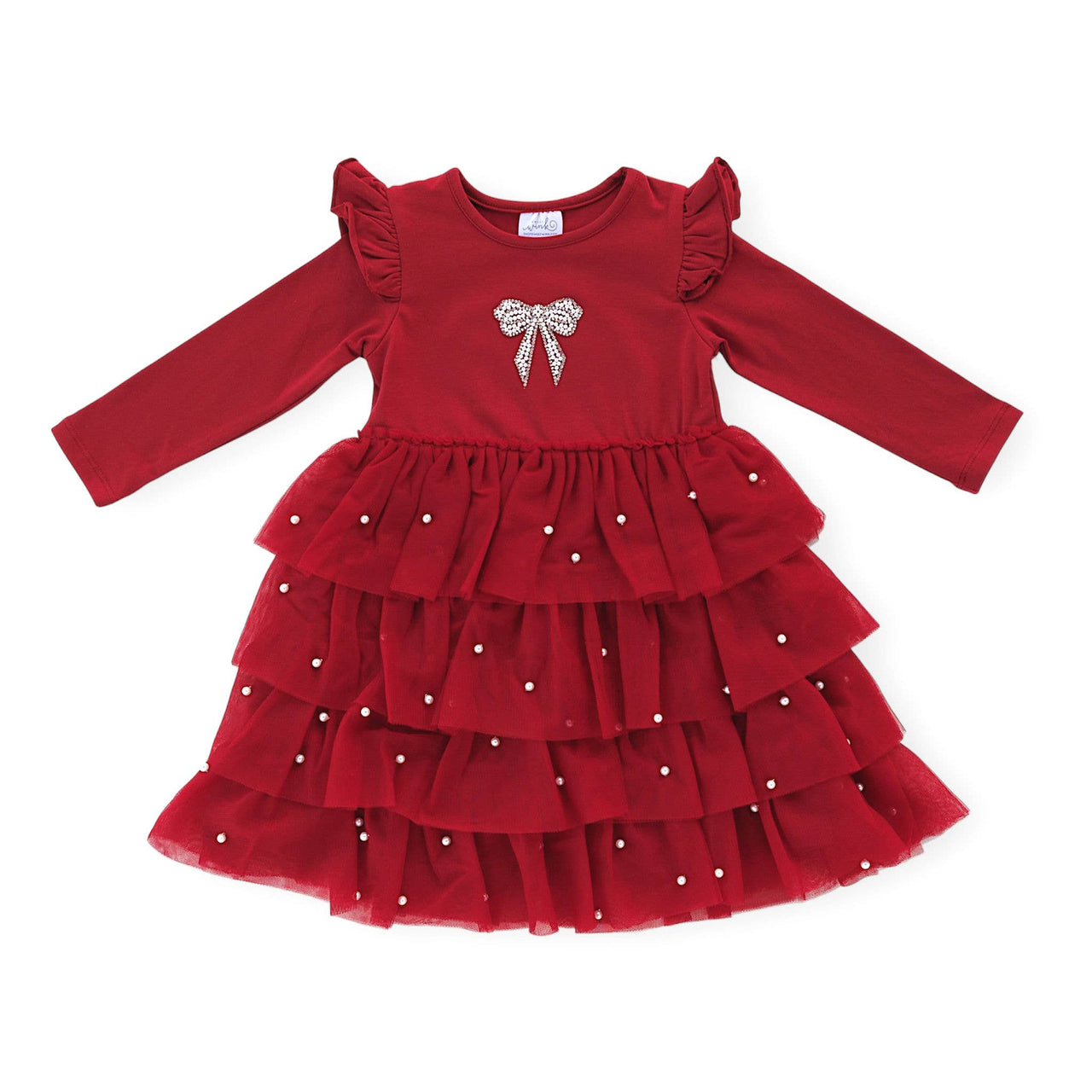 Christmas Pearl Long Sleeve Tutu Dress