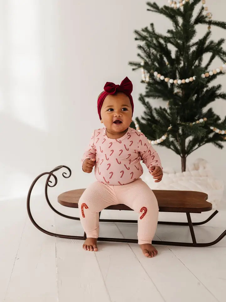 Patch Ribbed Leggings | Candy Cane