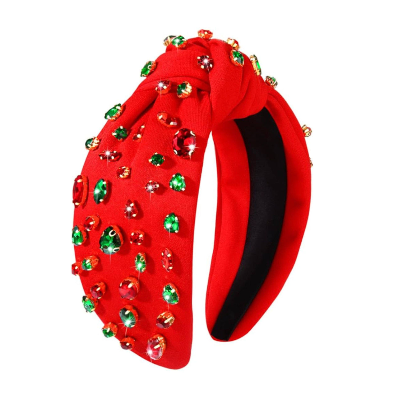 Merry Rhinestone Jewel Christmas Holiday Red Knot Headband