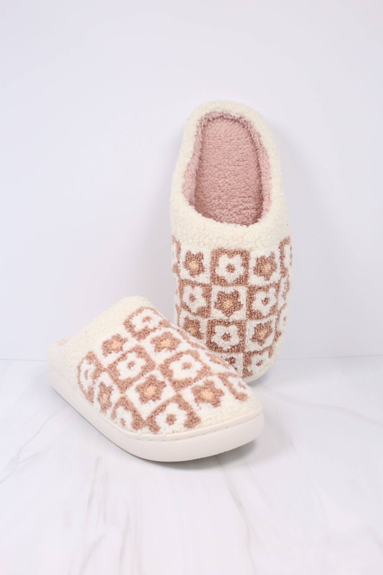 Flower Power Slippers | Brown