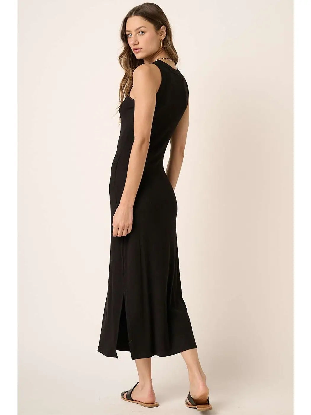 Premium Ribbed Knit Tank Maxi Dress | Black