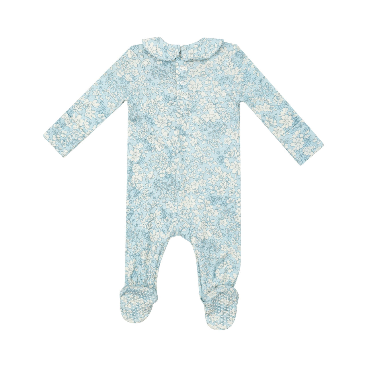 Smocked Peter Pan Footie | Blue Meadow Floral