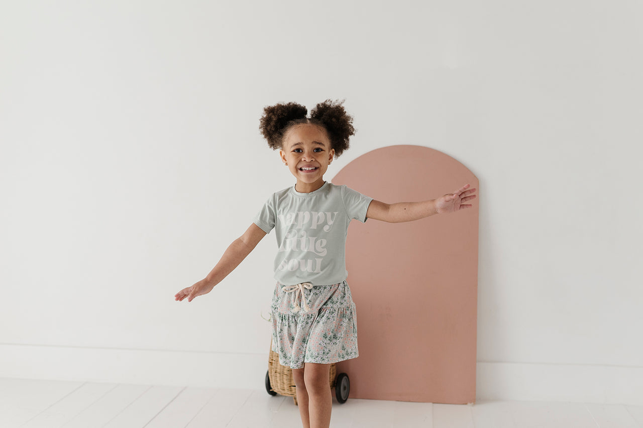 Girls Skort | Aqua Grey Floral