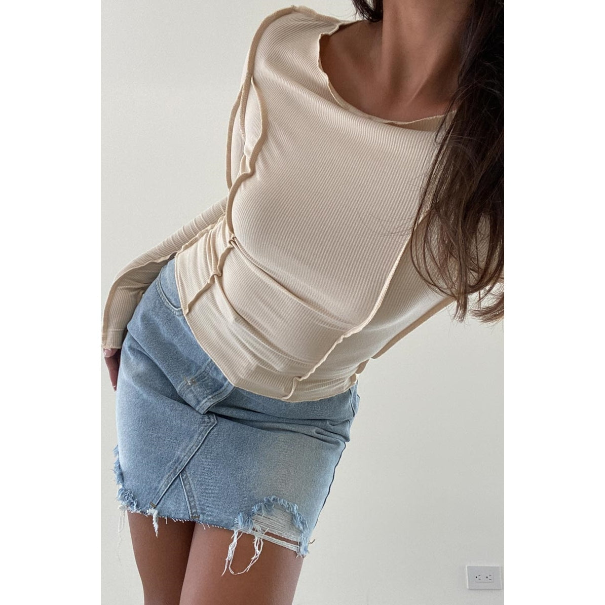 Lettuce Hem Long Sleeve Top