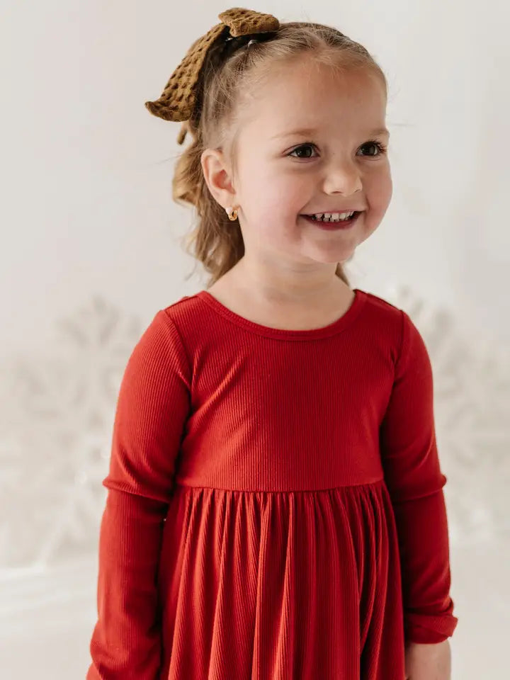 Girl's Ribbed Ballet Dress | Berry Red