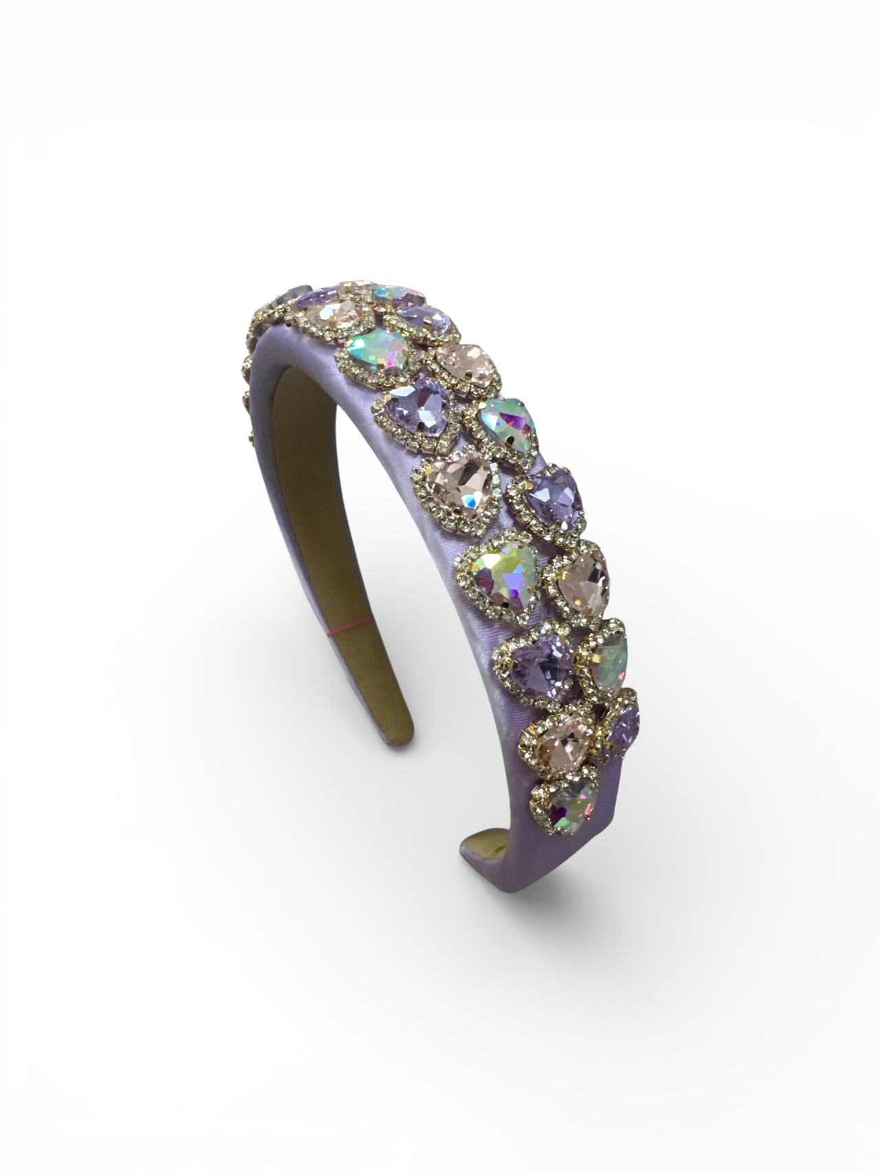 Full Heart Jewel Satin Headband | Lavender
