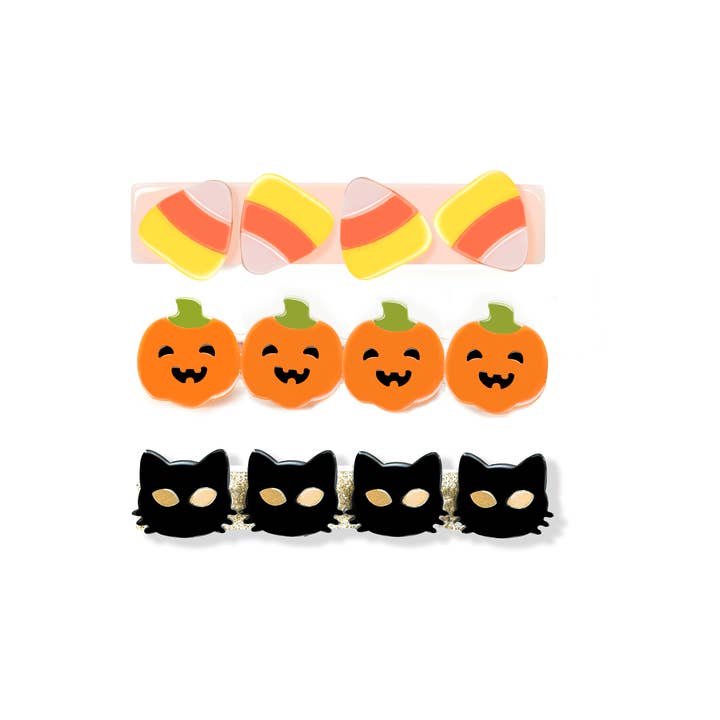 Cat Candy Corn and Pumpkin Alligator Clips