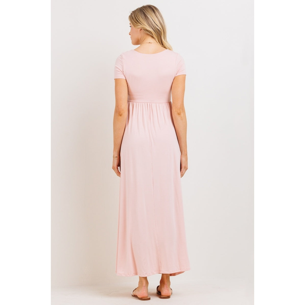 Scoop Neck Maternity Maxi Dress with Pockets | Blush