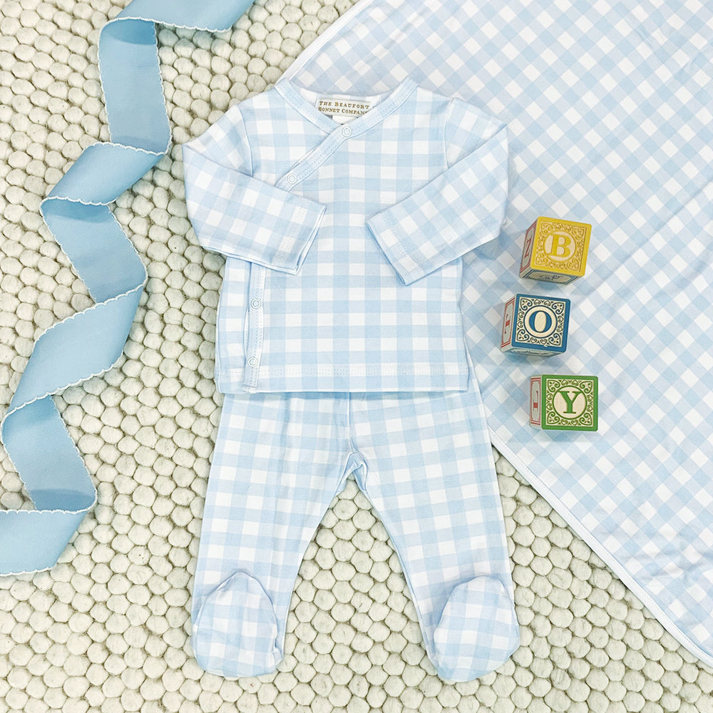 Baby Buggy Blanket | Buckhead Blue Gingham with Worth Avenue White