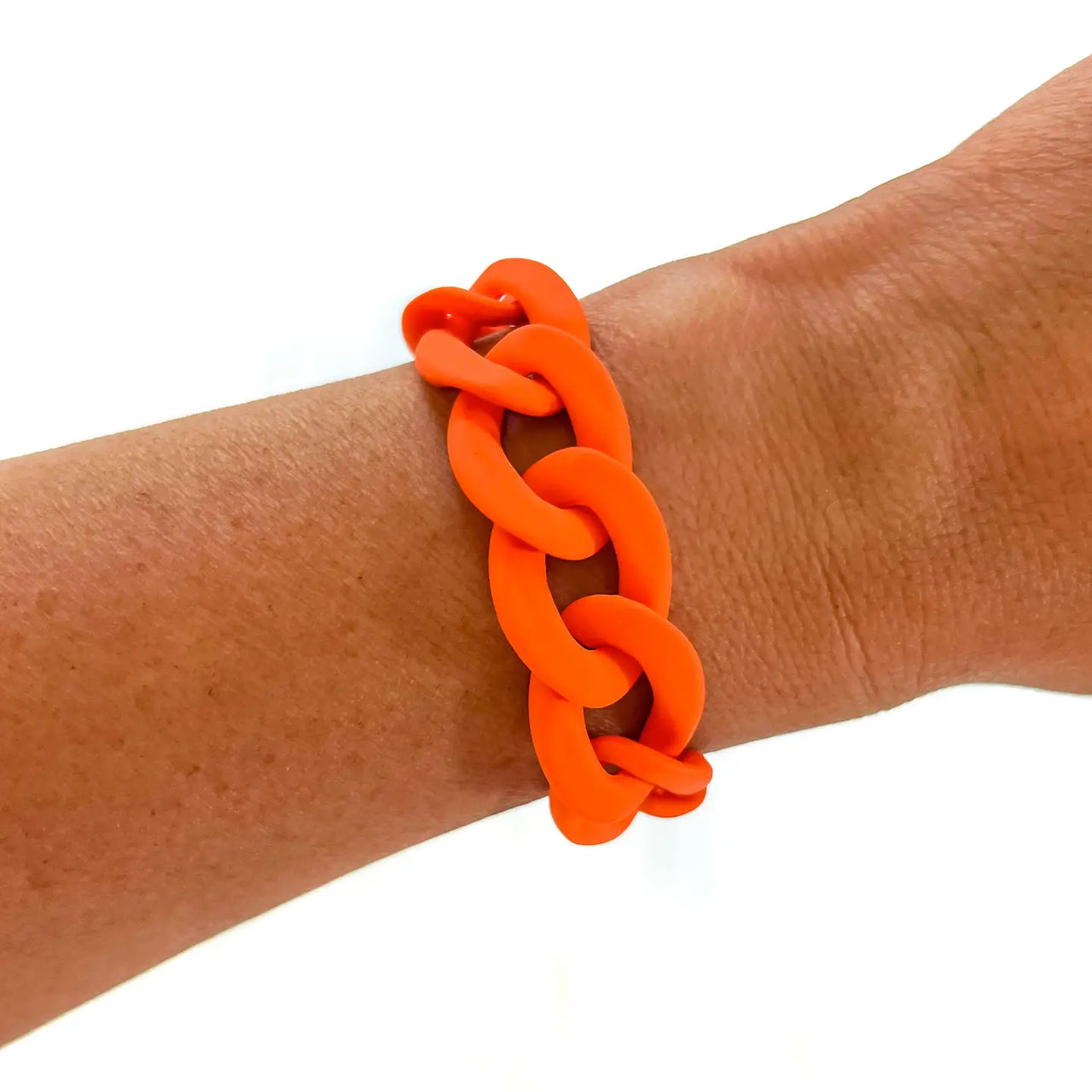 Matte Chunky Orange Chain Bracelet