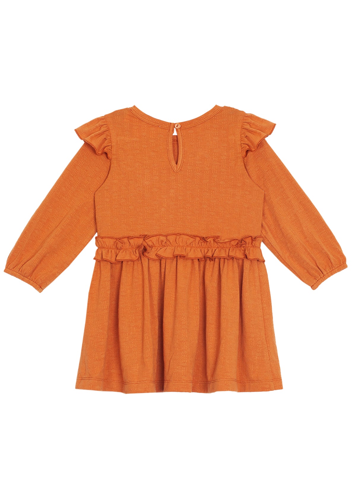 Textured Knit Ruffled Dress | Tangerine