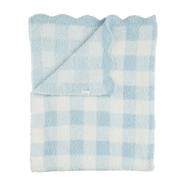 Blue Chenille Gingham Blanket