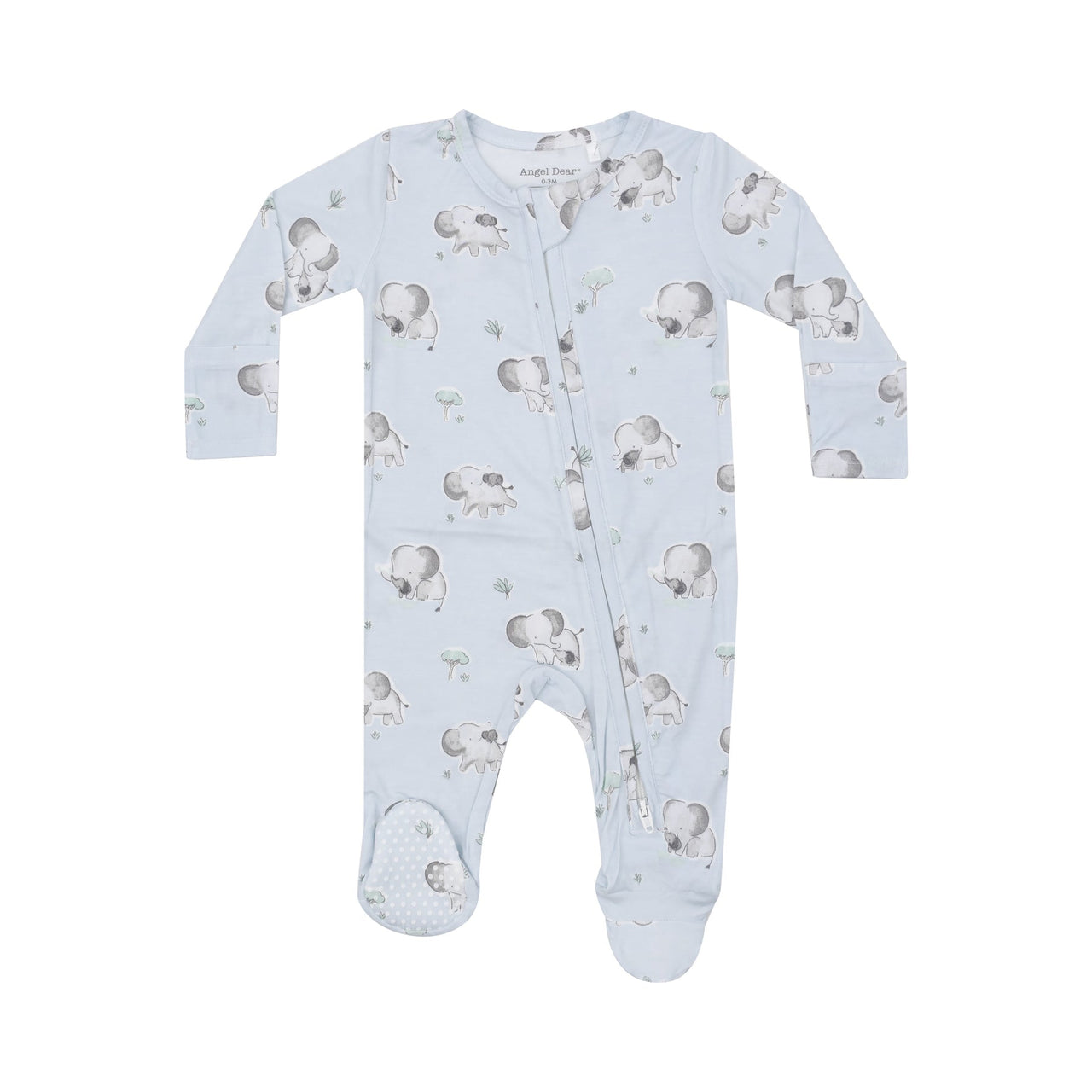 2-Way Zip Footie | Gray Elephants Blue