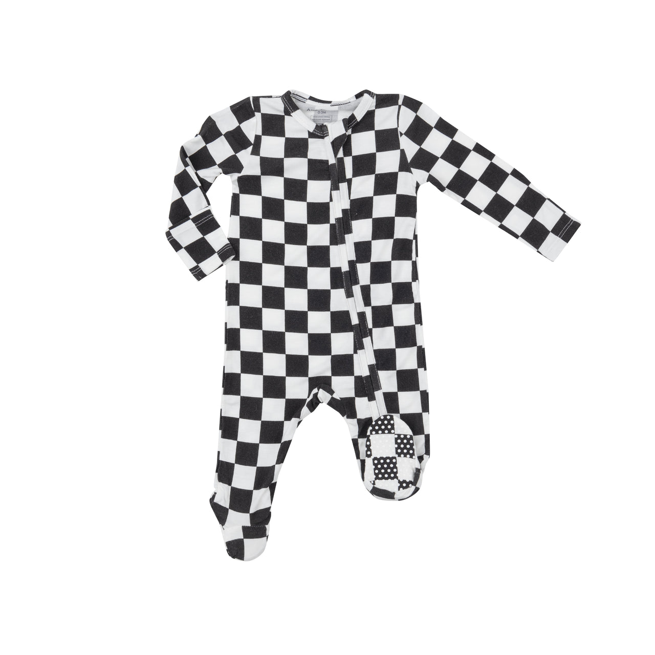 2-Way Zip Footie | Black Checkerboard