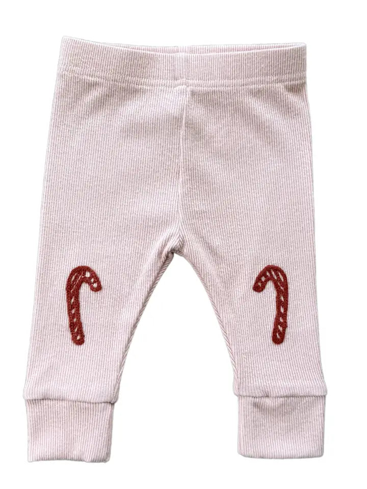 Patch Ribbed Leggings | Candy Cane