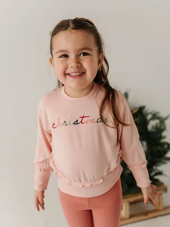 Girl's Ruffle Hem Sweatshirt | Christmas