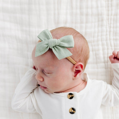 Linen Bow Headband | Sage