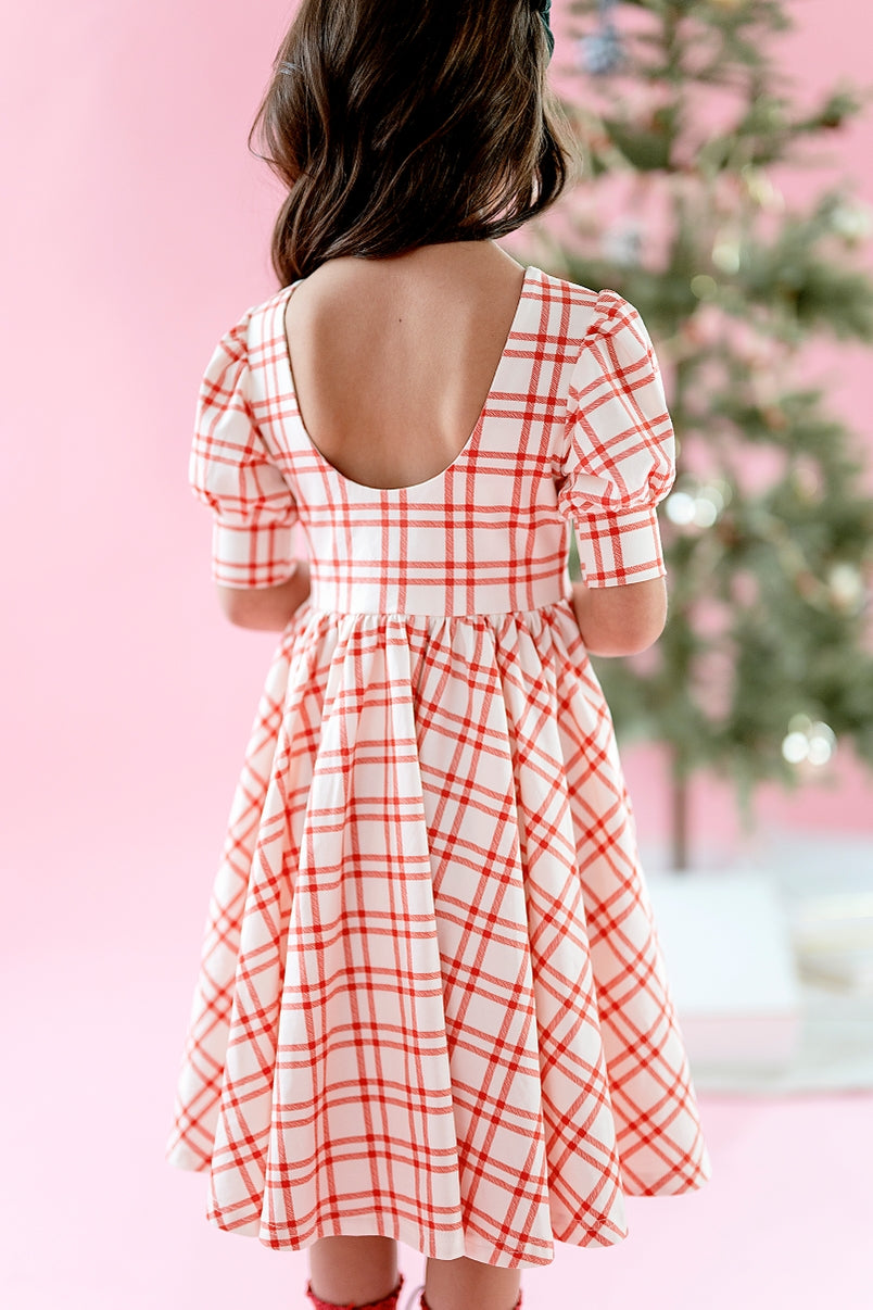 Pocket Twirl Puff Dress | Scarlet Plaid **FINAL SALE**