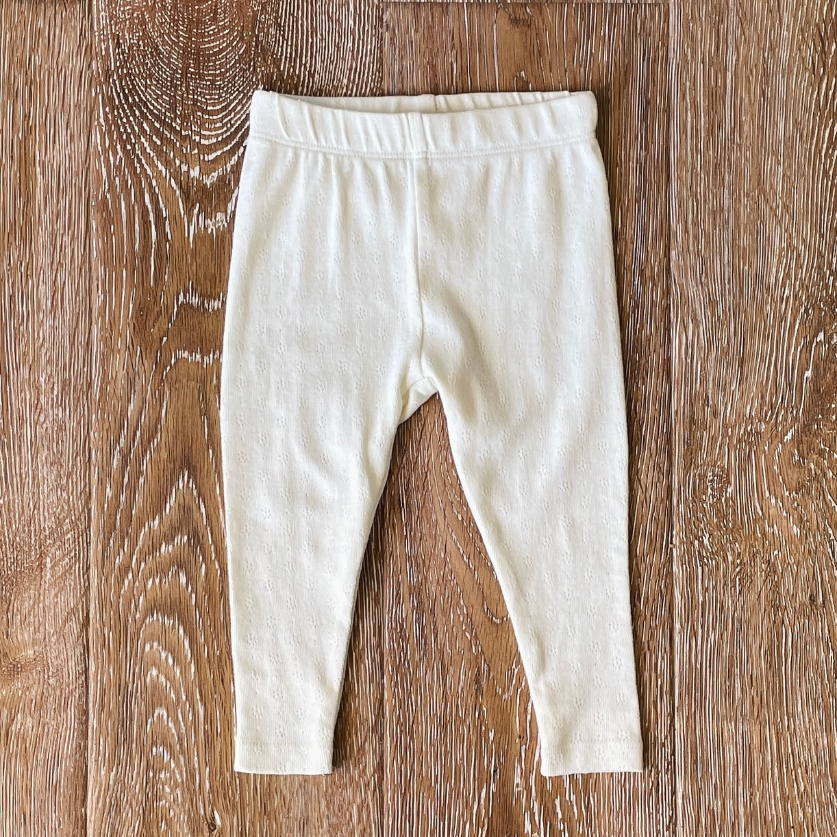 Pointelle Stretch Knit Baby Leggings | Natural