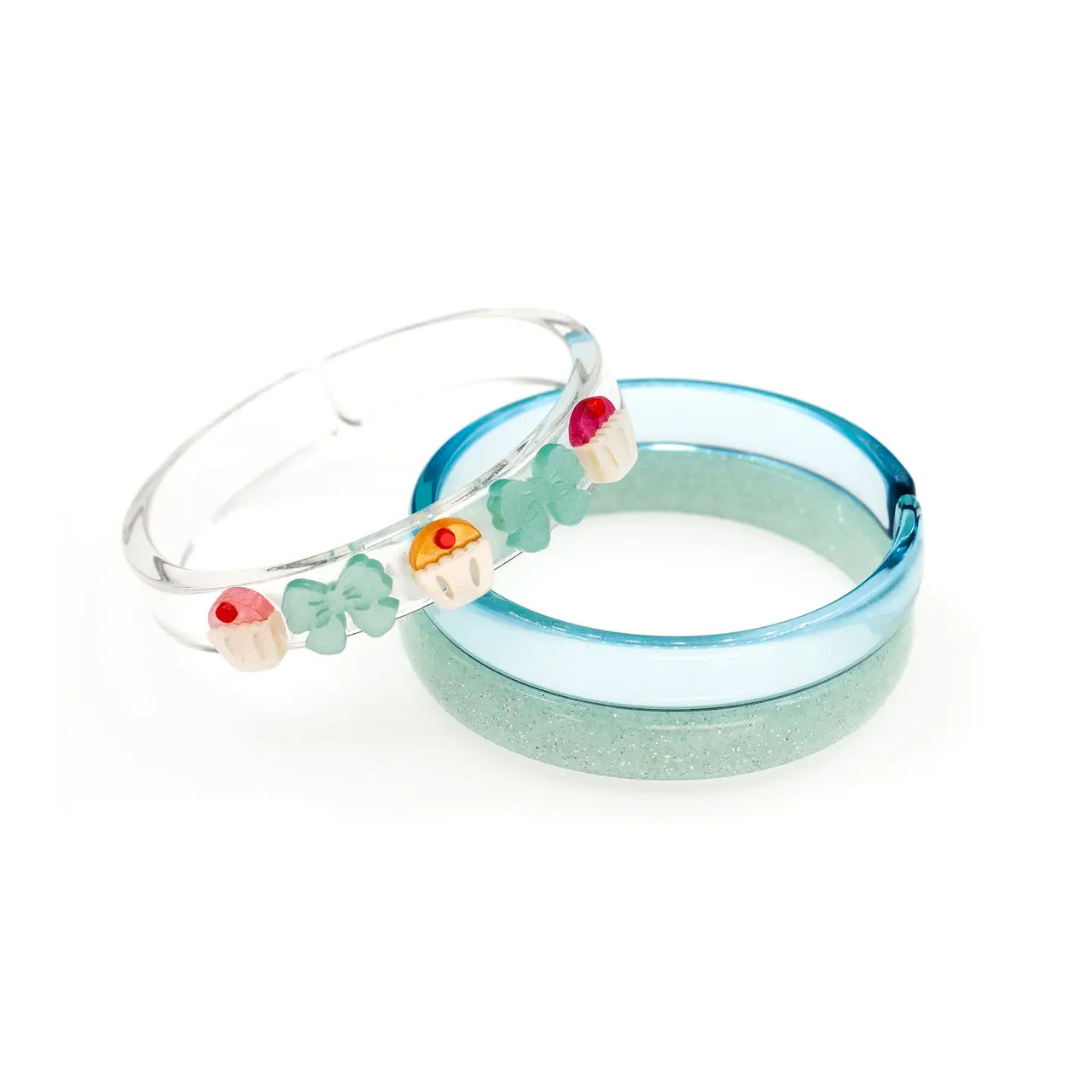 Cupcakes & Bows Glitter Blue Bangles Set