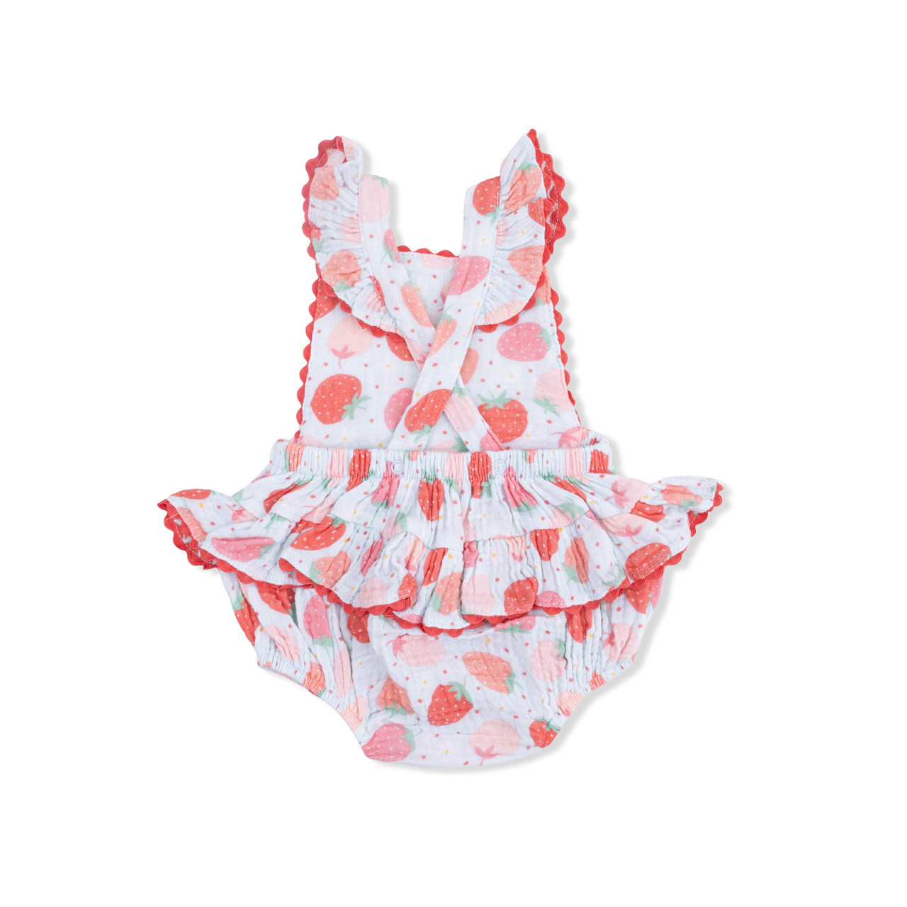 Ric Rac Ruffle Sunsuit | Strawberry Bliss