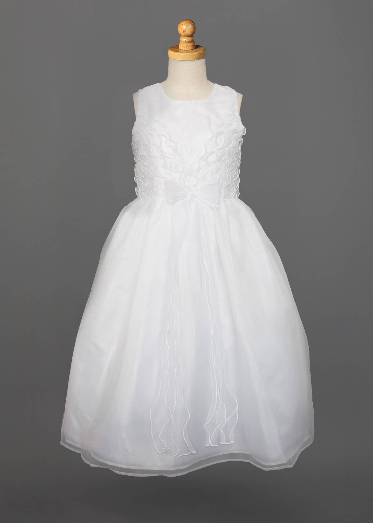 Sleeveless Organza Communion and Flower Girl Bow Dress