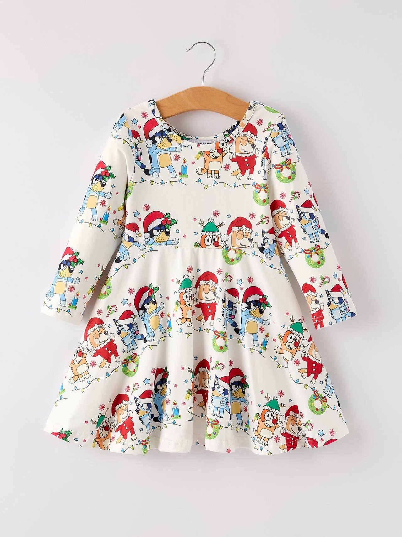 Kid's Winter Christmas Character Party Print Dress