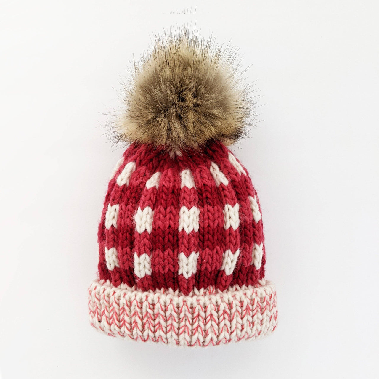 Festive Buffalo Check Pom Pom Beanie Hat Baby & Kids