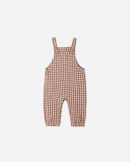 Baby Overalls Brick Check